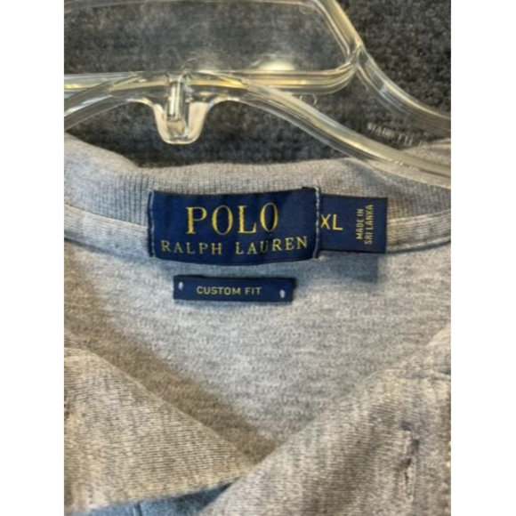 Polo Ralph Lauren Men's XL Polo Shirt Grey Gray With Blue Pony Logo Custom Fit - Picture 3 of 8
